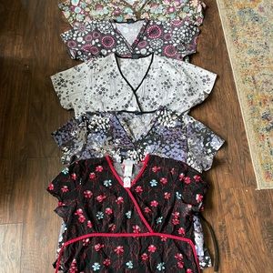 Bundle of FIVE Women Size Large Scrub Tops!